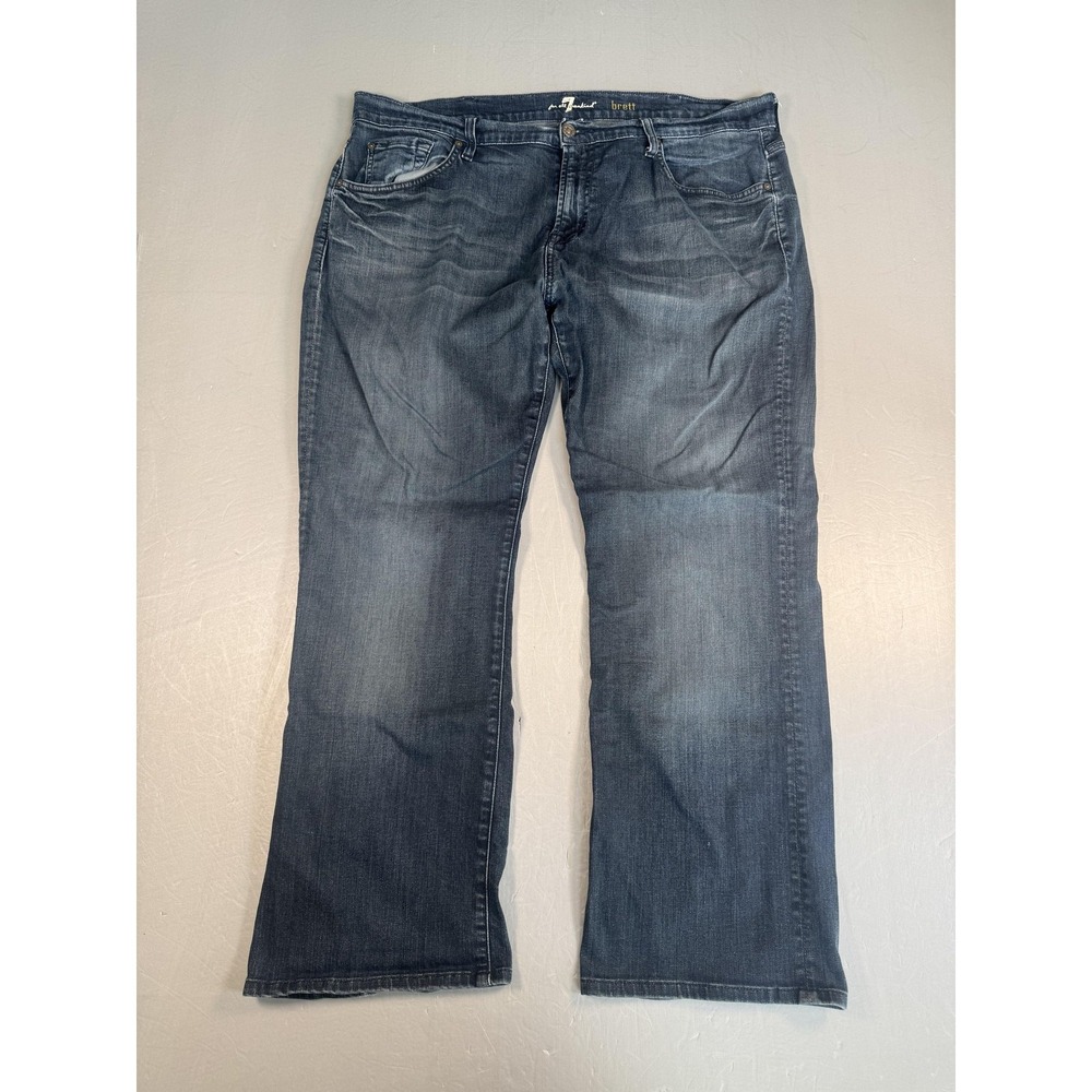 7 For All Mankind Brett Jeans Mens 40 Blue Straight Leg Denim Stretch Classic